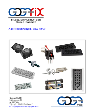 Kabeleinführungen Cable-Entries